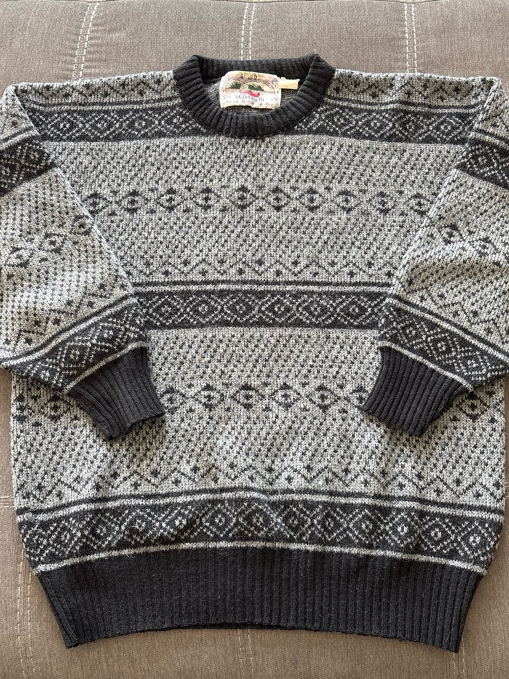 Vintage Martinelli man’s Classic Crewneck nordic geometric wool blend Sweater M
